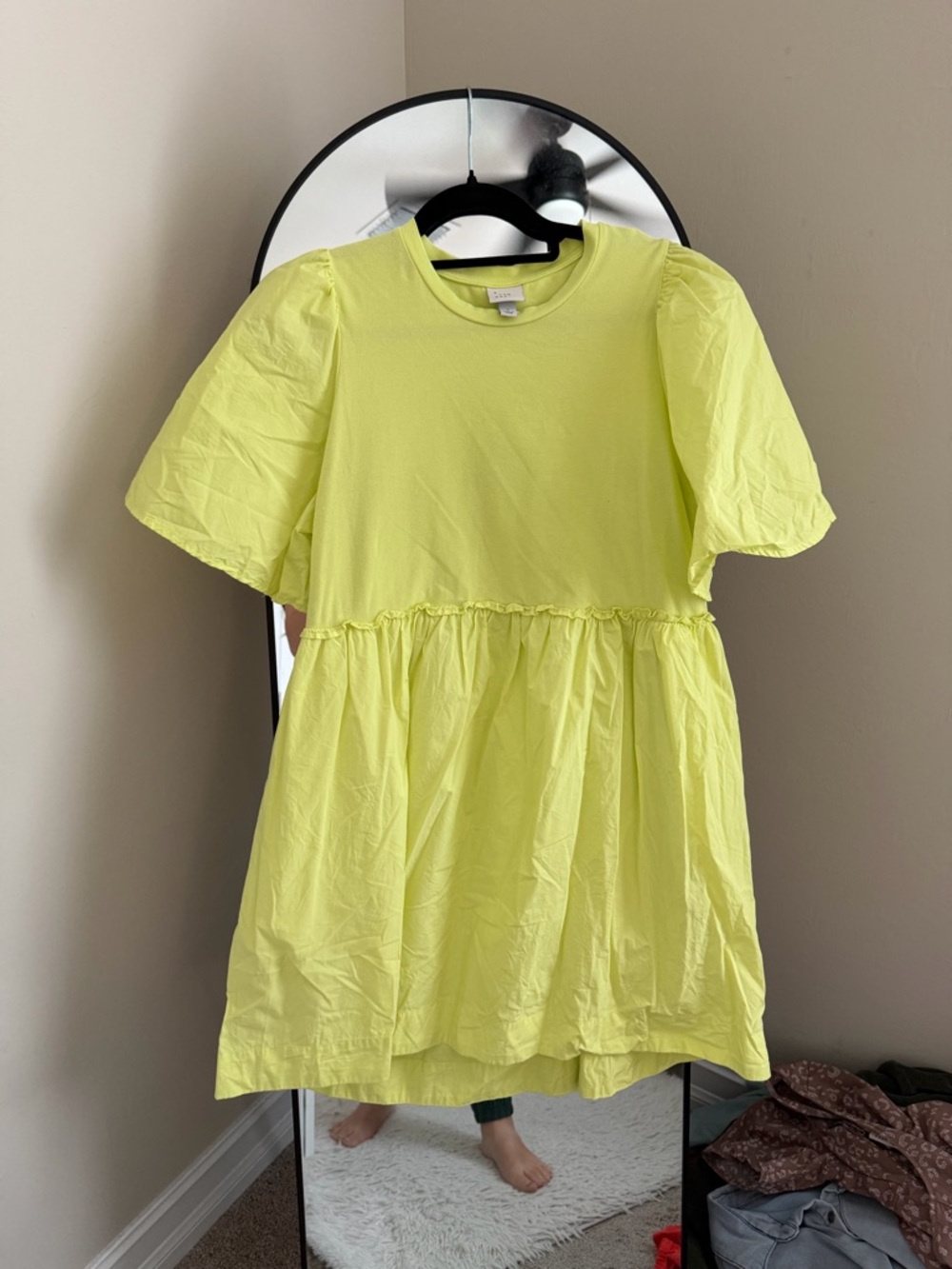 A new day Yellow Puff Sleeve Babydoll Dress